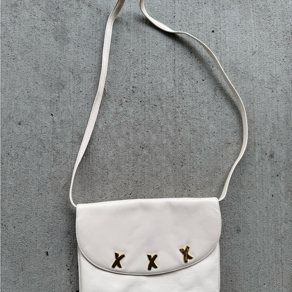 Paloma Picasso Cream Beige Leather Crossbody Handbag